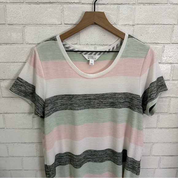 MARKET & SPRUCE Stitch Fix Striped Scoop Neck Tee Shirt - Picture 2 of 9